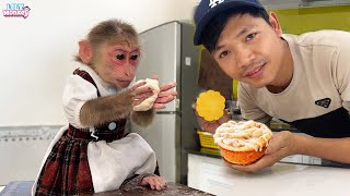 Smart Lily helps dad make apple pie [upl. by Ativahs]