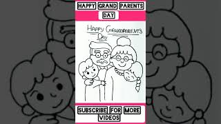 Grandparents day easy drawing for kids ll how to draw grandparents day drawing ll special drawing ll [upl. by Llerraf936]