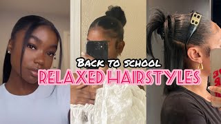 💖Back to school relaxed hairstyles 🦋✨ 4chairstyles backtoschool relaxedhair [upl. by Limann]