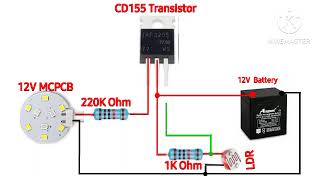 How To Make Emergency Automatic On Off Light Circuit Diagram Using CD155 Transistor [upl. by Anaert]