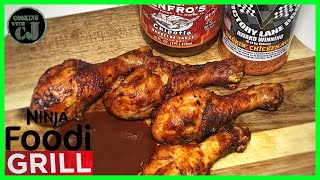 GRILLED CHICKEN LEGS  DRUMSTICKS ON THE NINJA FOODI GRILL  Ninja Foodi Grill Recipes [upl. by Buke]