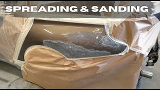 Repair car body  Spreading sanding Body filler  Bondo  Roberlo putty  Lechler Primer [upl. by Nollahs150]