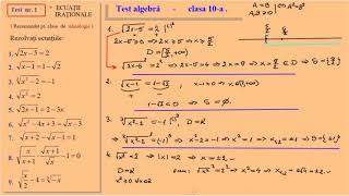 Test  ecuatii irationale clasa a Xa tehnologic [upl. by Goulette]