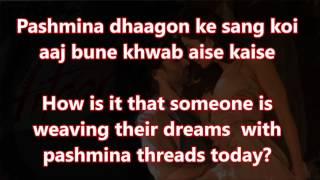 Pashmina Dhaagon Ke Sang Fitoor Timed Lyrics English Translation No Music [upl. by Kacey]