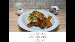 Panko Chicken with Chinese Noodles  Panko Hähnchen mit chinesischen Nudeln  sehr schnell amp lecker [upl. by Ahsiei]