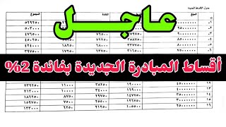 عـاجـل جدول أقساط المبادرة الجديدة بفائدة 2 وبمدة أقساط 20سنة [upl. by Mikol]