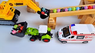 Marble Run ASMR Race ☆ HABA Slope amp Dump Truck Excavator Ambulance Forklift Garbage Truck Tractors [upl. by Wivestad]