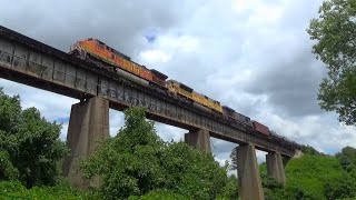 CSX Ethanol Train K44201 with UP SD90MAC and BNSF H2 Dash9 Leader in Cartersville GA  July 2018 [upl. by Lledniuq815]