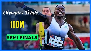 INTENSE 100M MENS SEMI FINALS OLYMPICS TRIALS 🙌💯 [upl. by Durware804]