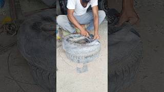 Tyre tube puncture repaircar tyre tires shorts rajutyreripiarig120 [upl. by Neruat]