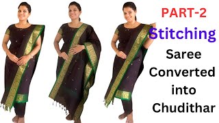 Convert Saree into Simple Kurti and PantChudithar Cutting and Stitching for Beginners Easy method [upl. by Sandberg]