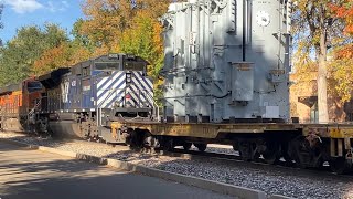 BNSF 6818 leads Montana Rail Link 4302 and 2 transformers at Atwood Street Longmont Colorado [upl. by Libbna]