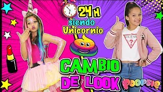 💇 MI GRAN CAMBIO DE LOOK 🌈 24 HORAS SIENDO UNICORNIO con Poopsie Sparkly Critters CHALLENGE [upl. by Lorolla]