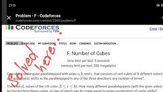 F Number of Cubes solution code Codeforces Round 992Div2codeforces [upl. by Nanine]