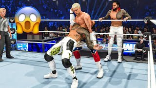 WWE 2K24  Jey Uso and Jimmy Uso vs Cody Rhodes at Smackdown  Gameplay [upl. by Puglia]