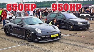 950HP VW GOLF 4 R32 Turbo vs Porsche 997 Turbo vs Porsche 991 ES800 LCE vs Porsche Taycan Turbo S [upl. by Fortunio]