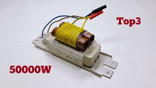 Top3 230v free energy generator copper coil Wheel Most Powerful 50KV Transformer Ideas At Home [upl. by Cita]