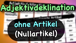 Adjektivdeklination ohne Artikel Nullartikel 🇩🇪 [upl. by Anelra108]