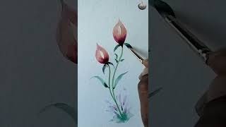 Paint watercolor Buds try this one  watercolor flowers for beginners waterflower arc [upl. by Casaleggio]