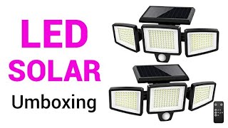 Lámpara Solar LED con Sensor de movimiento Umboxing [upl. by Atinid]