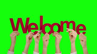 Hands holding up Welcome Text on Green Screen Background  4K  FREE TO USE [upl. by Nomyt]