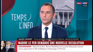 Marine Le Pen demande une nouvelle dissolution  Laurent Jacobelli LCI [upl. by Andra494]