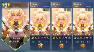 TOP GLOBAL BEATRIX NEW 1 HIT BUILD AND EMBLEM 2024 must try [upl. by Labotsirc]