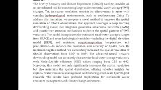 A Fast Generative Adversarial Network Combined With Transformer for Downscaling GRACE Terrestrial Wa [upl. by Anom775]