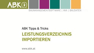 TippsampTricks Leistungsverzeichnis importieren in ABK8 [upl. by Ahseyd]