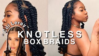 JUMBO KNOTLESS BOX BRAIDS  COI LERAY INSPIRED BRAIDS  BEGINNER FRIENDLY  RUBBERBAND METHOD 2021 [upl. by Marko]