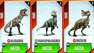 UPGRADE 999 ALLOSAURUS Vs IRRITATOR Vs PACHYCEPHALOSAURUS  JURASSIC WORLD THE GAME [upl. by Goren]