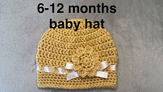 Easy Crochet Baby Hat 612 Months  Easy Tutorial Free Pattern [upl. by Boothman558]