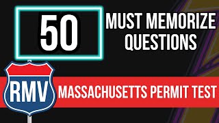 RMV Massachusetts Permit Test 50 Must Memorize Questions [upl. by Paryavi709]