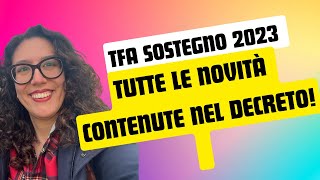 TFA SOSTEGNO 2023 NESSUN ACCESSO DIRETTO Tutte le info [upl. by Hoisch]