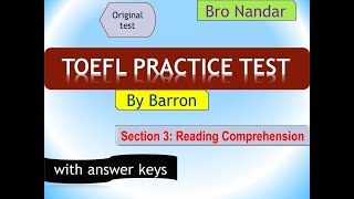 TOEFL  READING COMPREHENSION  TOEFL PRACTICE TEST BY BARRON [upl. by Imerej448]