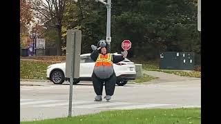 Halloween dress up by an amazing crossing guard in Brampton Toronto Canada [upl. by Elicec]