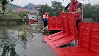 Mountain top flooding control barrier water block diverting with Denilco flood barrier [upl. by Aehcim632]