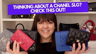 CHANEL SLG REVIEW Chanel card holder small wallet and WOC [upl. by Westney]