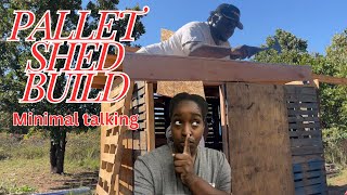 Pallet shed build From beginning until now minimal talking [upl. by Roman]