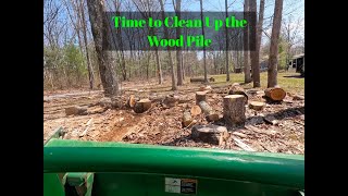 Time to Clean up the old wood pile with my John Deere tractor homestead johndeere firewood [upl. by Zednanreh517]