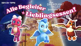 Alle BEGLEITER  LIEBLINGSESSEN in 5 Minuten ✨ DRACHEN EULEN amp PEGASUS  Disney Dreamlight Valley [upl. by Hentrich]