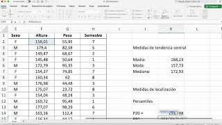 Medidas de tendencia central localización y dispersión en Excel Ejemplo [upl. by Repsihw]