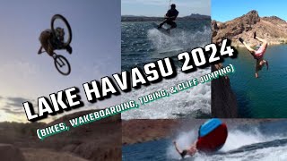 LAKE HAVASU TRIP 2024 Bikes wakeboarding tubing cliff jumping [upl. by Cassella]