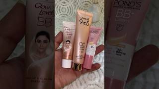 Comparing swatching Glow amp Lovely BB cream Lakme 9to5 CC cream and Ponds BB cream bbcream [upl. by Anelrad]