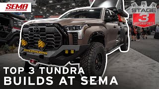 Top 3 Best Tundra OffRoad Builds at SEMA 2022 [upl. by Brandais]