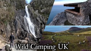 Wild Camping UK Marooned on an Island Aber Falls Ancient stone circles WW2 Bunker Adventures [upl. by Florie]