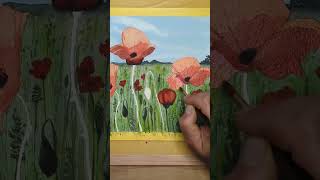 Peinture des coquelicots painting poppies aquarelle watercolor acuarela coquelicot poppy [upl. by Eemyaj]