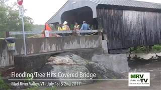 FloodingTree Hits Historic Vermont Covered Bridge [upl. by Kos]