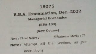 Managerial Economics BBA 103  ccs university previous year question paper 🥳🥳🥳🥳 [upl. by Otreblasiul637]