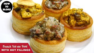 HowToBloke recipes for prebaked Frenchstyle flaky puff pastry VolauVentCanapé savoury fillings [upl. by Geraint]